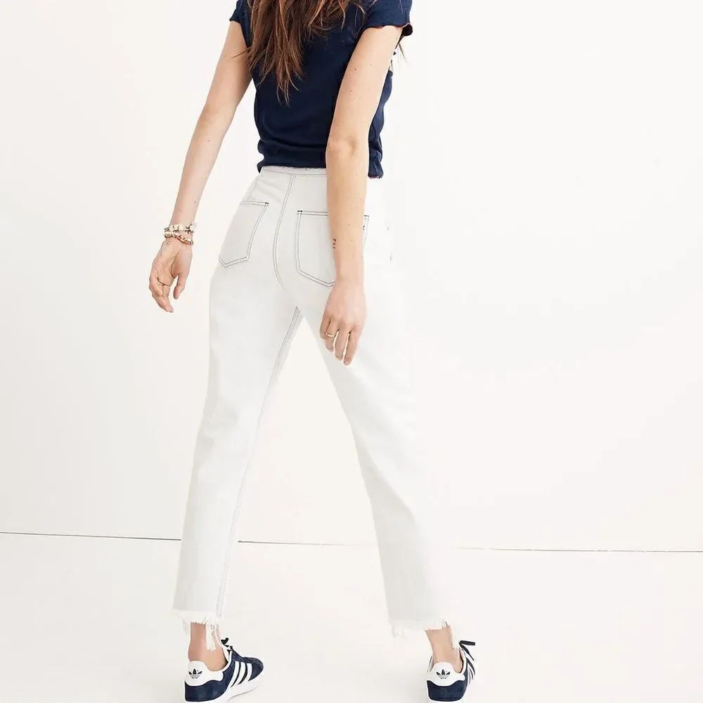 NWT Madewell Tapered Wide Leg Frayed Cropped Jeans 30